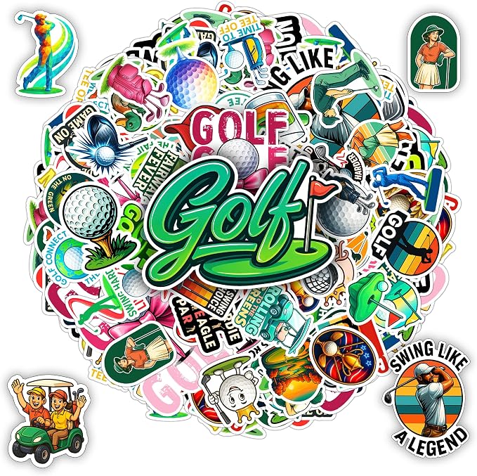 Golf Stickers Pack 100 PCS, Waterproof Vinyl Golfing Stickers for Laptop Water Bottle Luggage Helmet Scrapbook, Aesthetic Sports Sticker Golfers Teens Women Men, Golf Gift Decoration Set