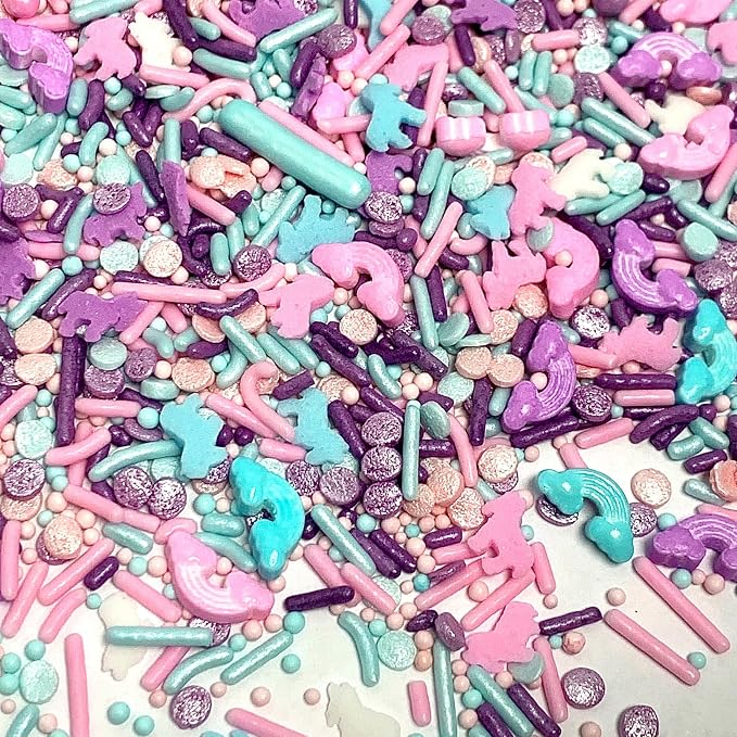 COOL MOM SPRINKLES Girl Birthday Sprinkles (4 oz.) – Themed Sprinkles for Decorating Birthday Cakes, Cupcakes, Cookies & Desserts – Mixed in the USA/Gluten-Free (Rainbow Pony)