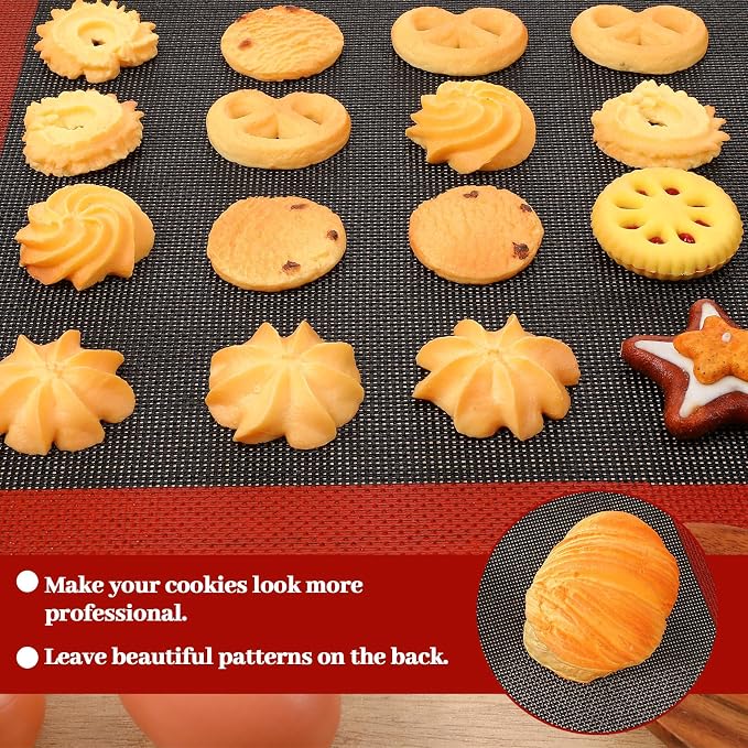 2Pcs Perforated Baking Mats Eclair Silicone Mat for Half Sheet
