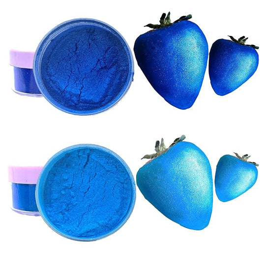 Edible glitter, Luster dust edible for cake decoration, edible paint for cookie decorating, Metallic Food paint 5 grams each jar Food grade 100% edible Kosher Certified. (Baby blue, Royal Blue)