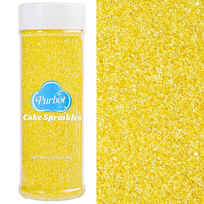 Yellow Sprinkles Sanding Sugar for Baking, 6.35oz/180g Edible Sparkling Sugar Crystals, Decorating Sugar Sprinkles for Cakes Cupcakes Cookies Ice Cream
