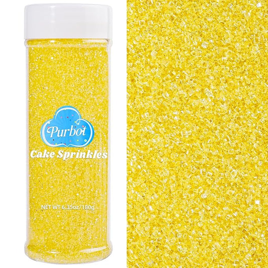 Yellow Sprinkles Sanding Sugar for Baking, 6.35oz/180g Edible Sparkling Sugar Crystals, Decorating Sugar Sprinkles for Cakes Cupcakes Cookies Ice Cream
