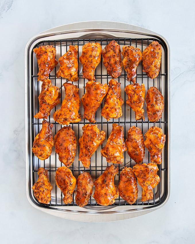 Nordic Ware Oven Crisp Baking Tray 2pc Set Includes Pan and Rack; Natural Aluminum For Air Frying,Crisping,Broiling,Baking; Cooking Surface 17 x 12 Inches,(Pack of 3)