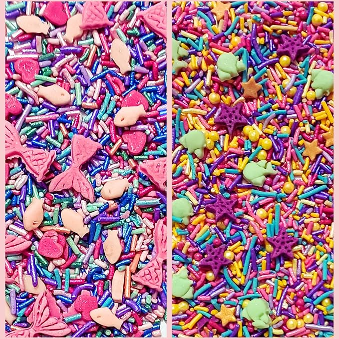 Confect Sprinkle Mix Set - Under the Sea - 5 Assorted Pastel Blends for Cake, Cupcake & Cookie Decorating – Ocean-Inspired Edible Decorations with Sea Shells, Starfish, Mermaids & Fish| Vegan, Gluten-Free, Nut-Free, Soy-Free, Dairy-Free, Palm Oil-Free-...