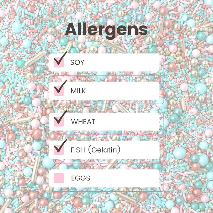 Sprinkle Pop Old Hollywood Sprinkle Mix| Light Pink Blue Teal Rose Gold Sprinkles with Vintage Rose Gold Dragees| Wedding Bridal Shower Sprinkles Made in USA for Cakes Cupcakes Cookies Donuts, 2oz