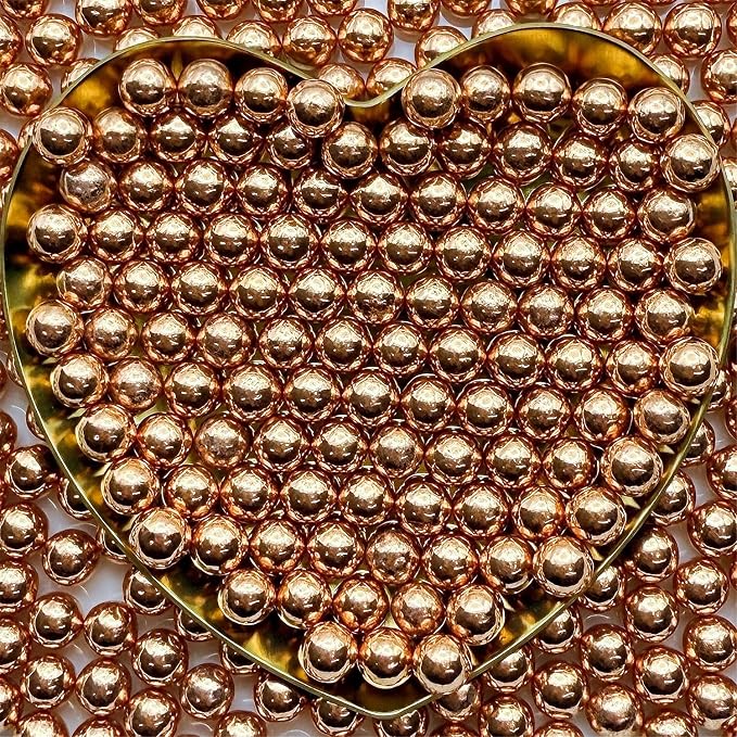 CandiJumpin 7mm Edible Rose Gold Pearls, Rose Gold Pearl Sprinkles for Cake Decorating Small Sugar Pearls Edible Cake Decorations Pearl Sugar Sprinkles Cupcake Toppers Baby Shower Party Birthday Wedding Christmas Supplies 3 OZ