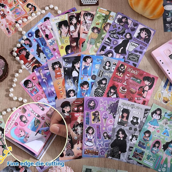 Girl's Japanese Retro Sticker Book, Y2K Showa Theme - 800+ Cute Old Showa Style Old Items Stickers, for DIY Scrapbooking Journaling Handbook Decoration
