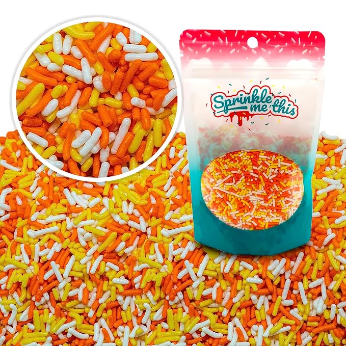 Harvest Candy Corn Blend- Orange White Yellow Cake Pop Cookie Cupcake Cakes Semi-Sweet Edible Confetti Decorations Sprinkles Dessert Jimmies Toppers - 8 OZ
