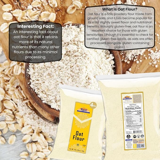 Rani Oat Flour 64oz (4lbs) 1.81kg ~ All Natural | Gluten Free | NON-GMO | Kosher | Vegan | Product of USA