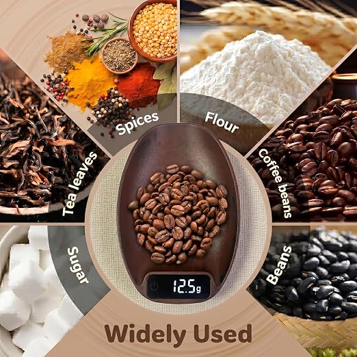 Portable Coffee Scale Mini Electronic Gram Scale Rechargeable Digital Scale for Home Office Coffee Making & Kitchen Use (Wood)