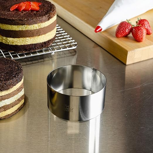 Fat Daddio's Round Cake & Pastry Ring Stainless Steel, 3.5 x 2 Inch, Silver