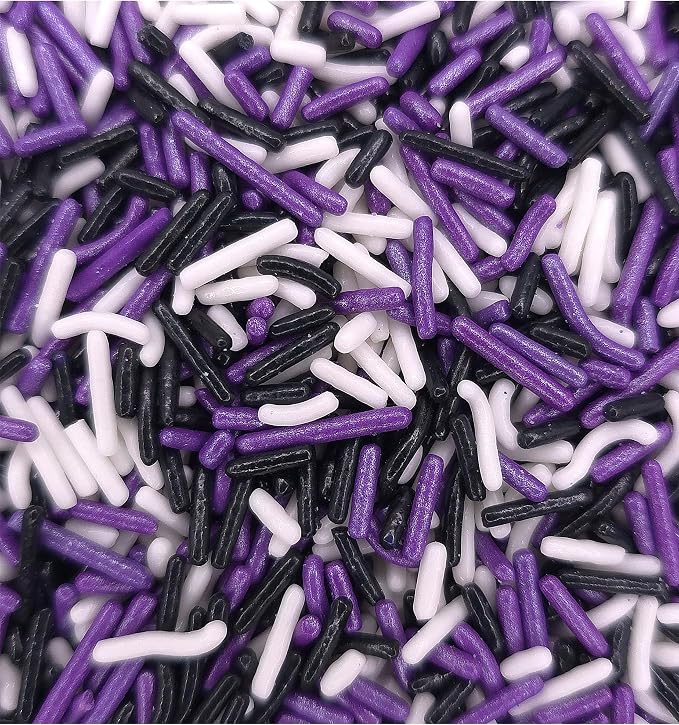 NCS Black, White & Pearlized Purple Jimmies Edible Sprinkles – Cupcake, Cake & Cookie Decorations, 7 oz