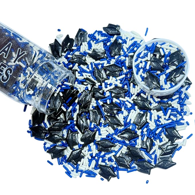 Sentovac Mortarboard and Pearls Mixing Cake Sprinkles Cake and Cupcake Topper Decorations Sprinkles for Graduation Season Decorationing Supplies 3.53OZ