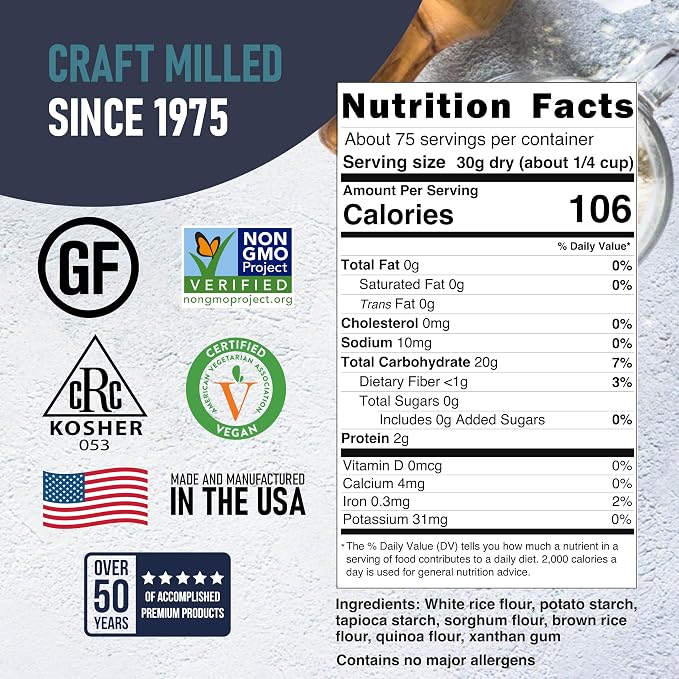 Great River Milling Gluten Free All Purpose Flour | Made from All Purpose Gluten Free Baking Alternative Ingredients | Non-GMO, Glyphosate Free, Kosher, Vegan Certified | 5 Lb