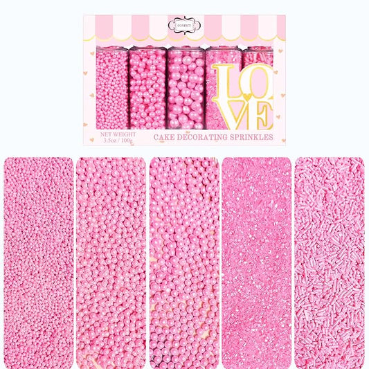 Confect Sprinkles for Cakes & Cupcakes – Assorted Pack of 5 Girly Dream Baby Shower Pearl Sprinkles –Edible Cake Topping for Cupcakes, Cookies, Desserts – Celebration Baking Decoration – Vegan, Gluten-Free, Nut-Free, Soy-Free, Dairy-Free , Handcrafted ...