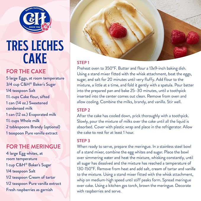 C&H® Pure Cane Ultrafine Granulated Baker's Sugar™, 3.5 lb Easy Baking Tub (Pack of 2) - Includes Bonus Recipe Card