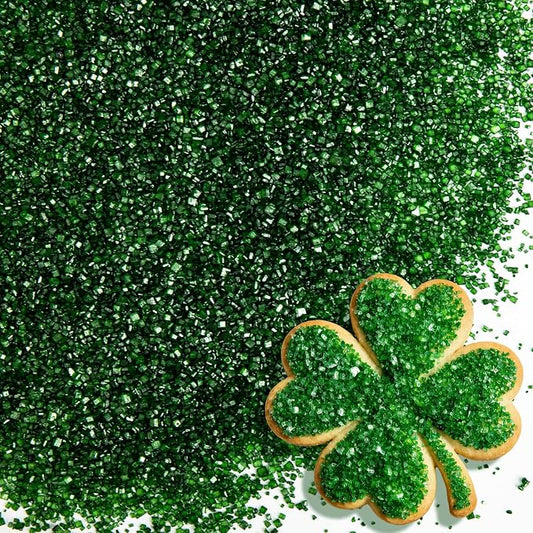 Edible Green Sprinkles,150g,Sanding Sugar Sprinkle,King Cake Sugar,Edible Sugar Crystals for Cake Decorating,Sprinkle Mix for Baking Decorations,Cookies,Ice Cream,Fondant Cake,Caramel Apples,Cupcakes,Desserts,Wedding Birthday Party Supplies