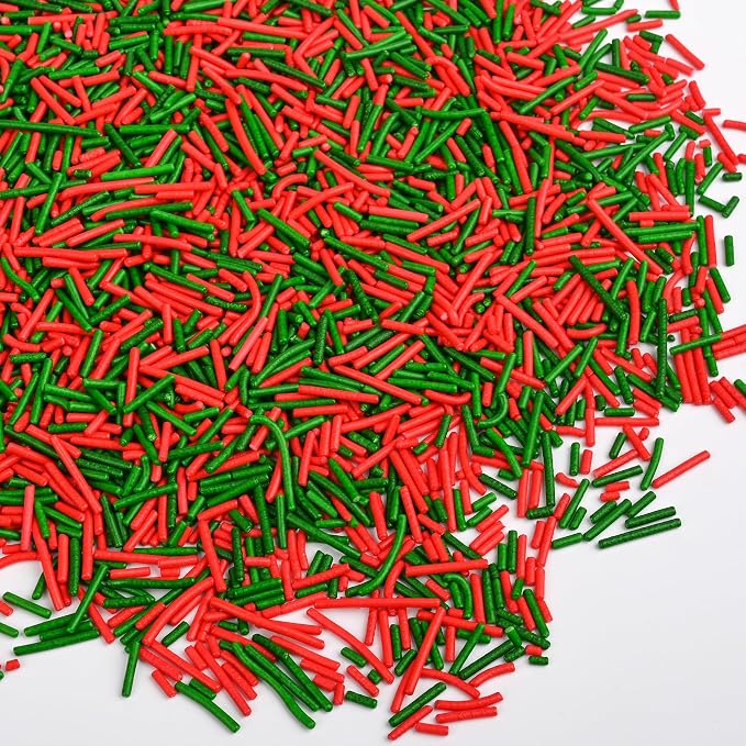 Christmas Sprinkles for Cake Decorating, Red & Green Jimmies Sprinkles Perfect for Halloween Dessert Party 4.23 Ounce