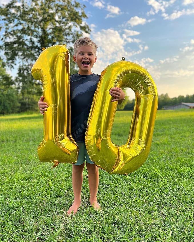 Gold Number 14 Balloon 40 inch, 14 Number Balloons, 14th Gold Birthday Decorations, 14 Year Old Girls Boys Golden Party Supplies