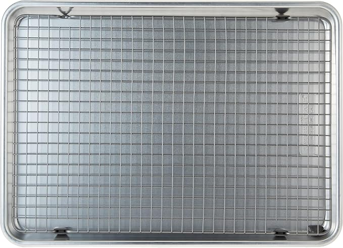 Nordic Ware - 43172AMZM Nordic Ware Half Sheet with Oven Safe Nonstick Grid, 2 Piece Set, Natural