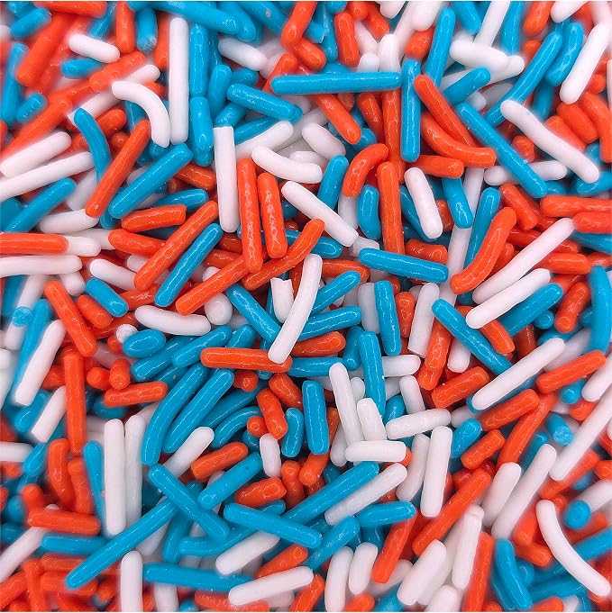 NCS Miami Game Day Teal, Orange & White Jimmies Edible Sprinkles – Cupcake, Cake & Cookie Decorations, 7 oz