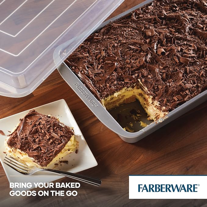 Farberware GOLDEN BAKE Bakeware Nonstick Rectangular Cake Pan with Lid, Kitchen Supplies, 9-Inch x 13-Inch, Gray
