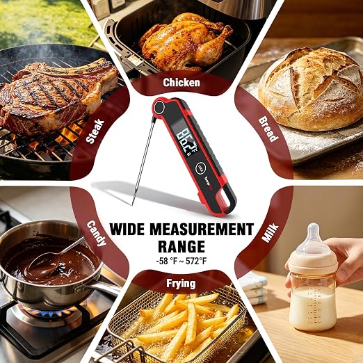 TempPro TP620 0.5 SEC Thermocouple Meat Thermometer Digtial, Instant Read Cooking Thermometer with Auto-Rotating Backlit LCD, IP65 Waterproof, Grill BBQ Kitchen Candy Deep Fry (Previously ThermoPro)