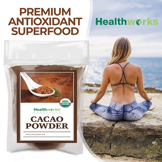 Healthworks Superfoods Organic Cacao Powder - 32 Oz / 2 Lbs - Cocoa Chocolate Substitute - Rich Chocolate Flavour - Sugar-Free, Keto, Vegan & Non-GMO - Peruvian Bean/Nut Origin - Antioxidant Superfood