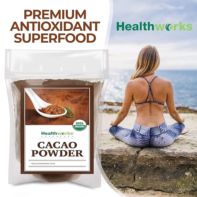 Healthworks Superfoods Organic Cacao Powder - 48 Oz / 3 Lbs - Cocoa Chocolate Substitute - Rich Chocolate Flavour - Sugar-Free, Keto, Vegan & Non-GMO - Peruvian Bean/Nut Origin - Antioxidant Superfood