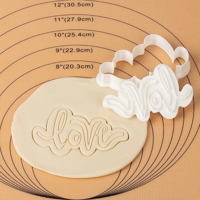 Love Cookie Cutters with Plunger Stamps Baking Dough Tools Wedding Cake Shapes PLA Accessories Cutter Molds for Birdesmaid Decorative Party 3.5" Kitchen Supplies