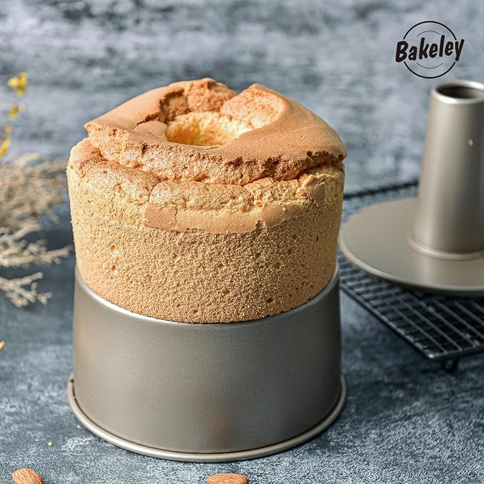 Angel Food Cake Pan, 6-Inch with Removable Loose Bottom Non-Stick Chiffon Tube Pan for Oven and Instant Pot Baking (Champagne Gold)
