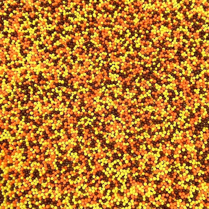 PhilaeEC Autumn Nonpareils Sprinkle Fall 2mm Mini Orange Yellow Brown Peals Sprinkle Edible for Cake Decoration Cupcake Topper Cookie Baking Decorations Halloween Christmas Thankgiving Supplies