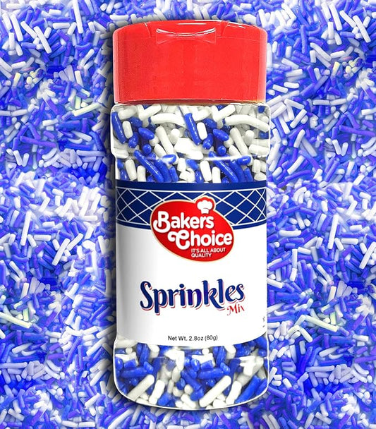 Baker's Choice Hanukkah Sprinkles For Baking - Blue & White Sprinkles - Boy Baby Shower Gender Reveal & Chanukah Sprinkles for Cookie Decorating - Dairy Free, Kosher 2.8 oz