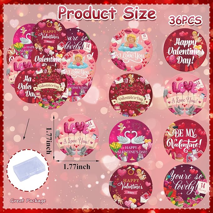 36PCS Edible Be My Valentine Cupcake Toppers Wafer Paper I Love You Cupcake Picks Happy Valentine’s Day Cake Decor for Valentine's Day Theme Wedding Party Supplies