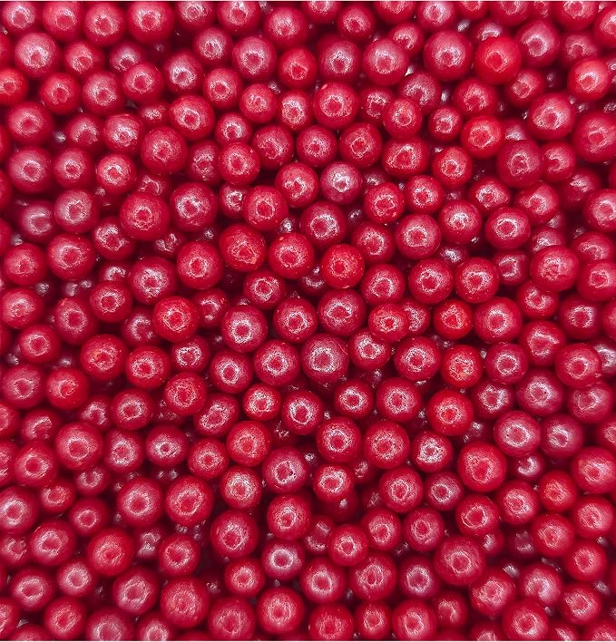 NCS Red Shimmer 4mm Edible Sugar Pearls Sprinkles – Cupcake, Cake, Cookie & Baking Decorations, 7 oz