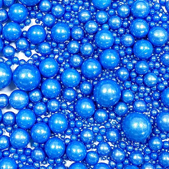 Sprinkles Edible Royal Blue Pearl Sugar Sprinkles Candy 142g/5.01oz Mix Size Royal Blue Pearls Baking Cupcake Toppers Cookie Decorations for Wedding Parties Valentines Day Halloween Christmas