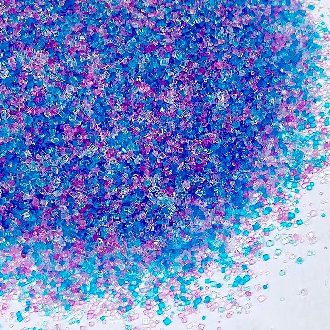 Sentovac Mermaid Pastel Sanding Sugar Crystals for Baking Edible Purple Pink Blue White Crystals Sparkling Sugar Sprinkles Cake Cookie Cupcake Topper Ice Cream Decoration Supplies