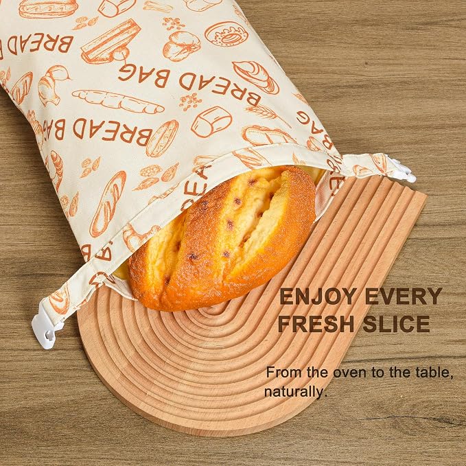 Beeswax Bread Bags Reusable for Sourdough & Homemade Bread | 2 Pack 17 × 12 Inch Large Capacity, Double-Layer Waxed Cotton Design, Plastic Free Alternative for Daily Baking