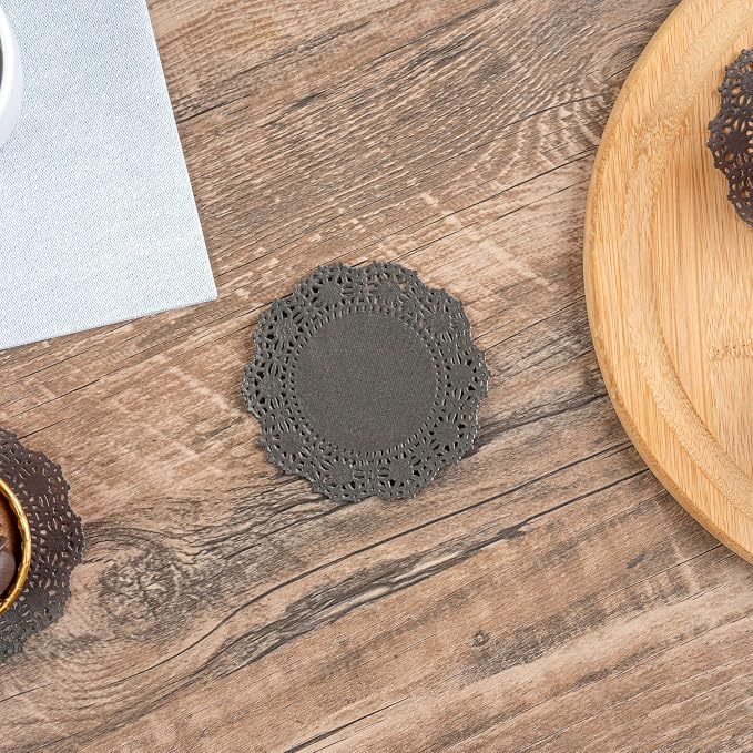 Restaurantware Paper Doilies 4000 Count 4 Inch Black Lace Disposable Placemats for Catering Round Decorative Table Setting Doilies for Desserts