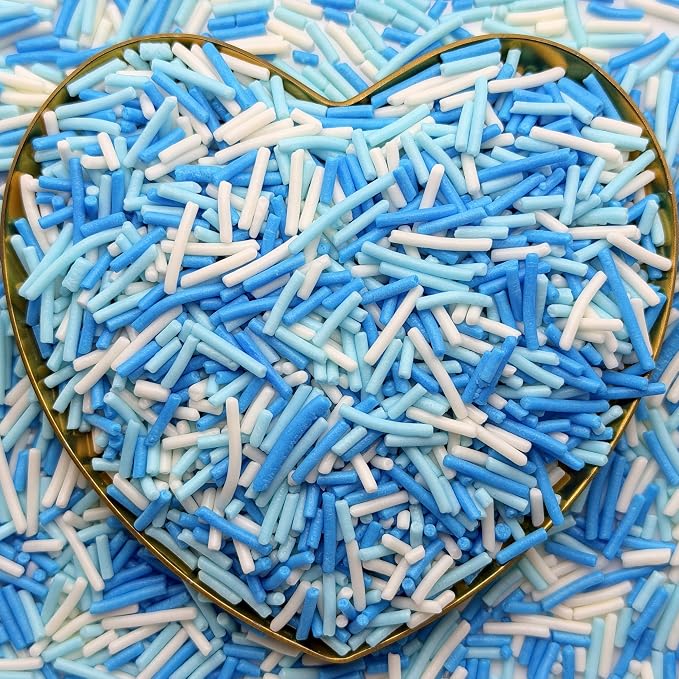 CandiJumpin Blue and White Jimmy Sprinkles, White and Baby Blue Sprinkles for Cake Decorating Edible Cake Jimmies Edible Crunchy Jimmies Ice Cream Toppings, Baby Shower Party Wedding Christmas Supplies 3 OZ