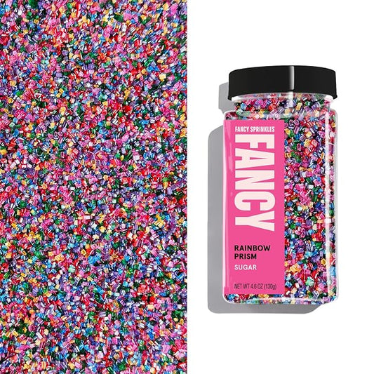Fancy Sprinkles Rainbow Prism Fancy Sugar | Pearlescent Rainbow Sanding Sugar | Cookie & Cake Decorating | Cocktail & Mocktail Rimming Sugar | 1 Pack (4.6 oz)