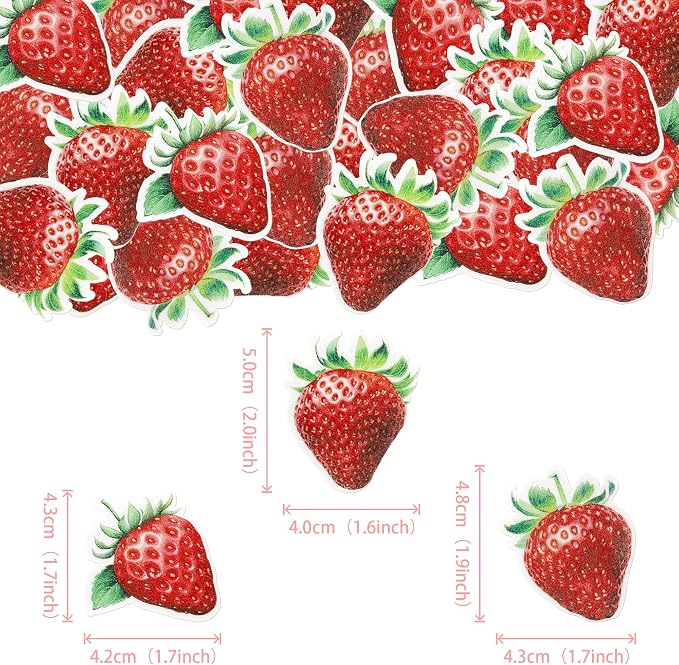60 PCS Edible Strawberry Cupcake Toppers Wafer Paper Sweet Strawberry Birthday Cake Decorations Edible Berry Strawberry Cupcake Picks for Baby Shower Wedding Birthday Party Food Decorations Supplies