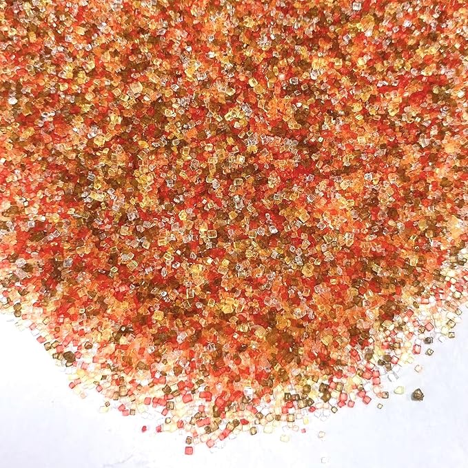 PhilaeEC Autumn Sanding Sugar Edible Orange Yellow Red White Brown Sparkling Crystals for Baking Cake Decoration Cookie Ice Cream Cupcake Toppers Fall Thankgiving Supplies 5oz
