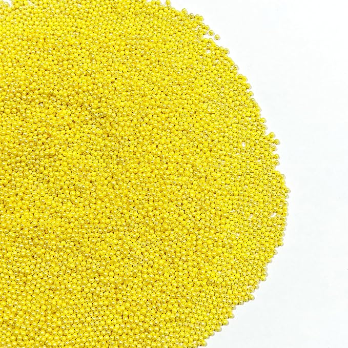 Homipooty Nonpareils Sprinkles Edible Yellow Pearl Sugar Sprinkles 110g/3.88oz 2mm Mini Yellow Pearls Baking Cakes Cupcake Topper and Cake Decorations for Valentines Day Halloween Christmas