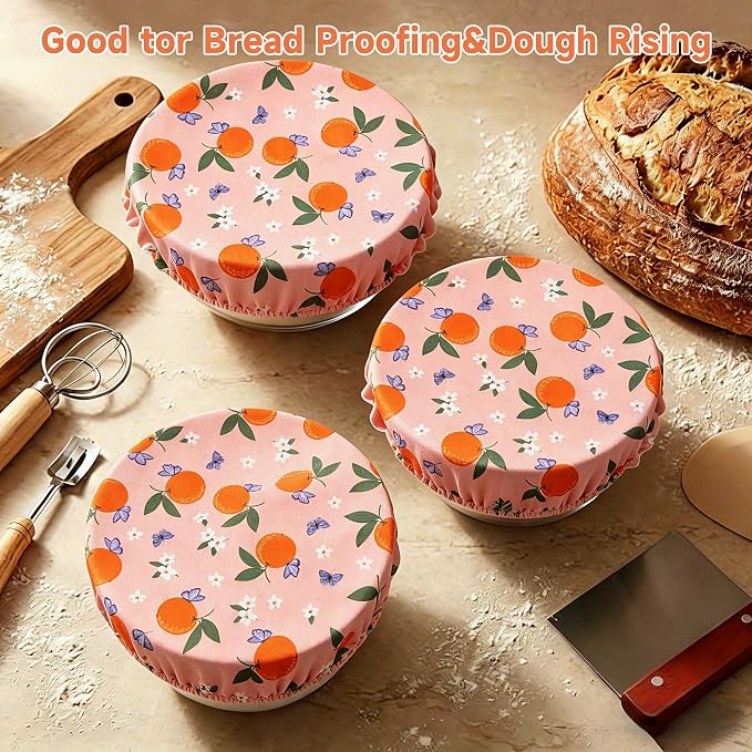 Bowl Covers Reusable Bread Proofing Bowl Covers Sourdough Bread Baking Accessories, Oranges