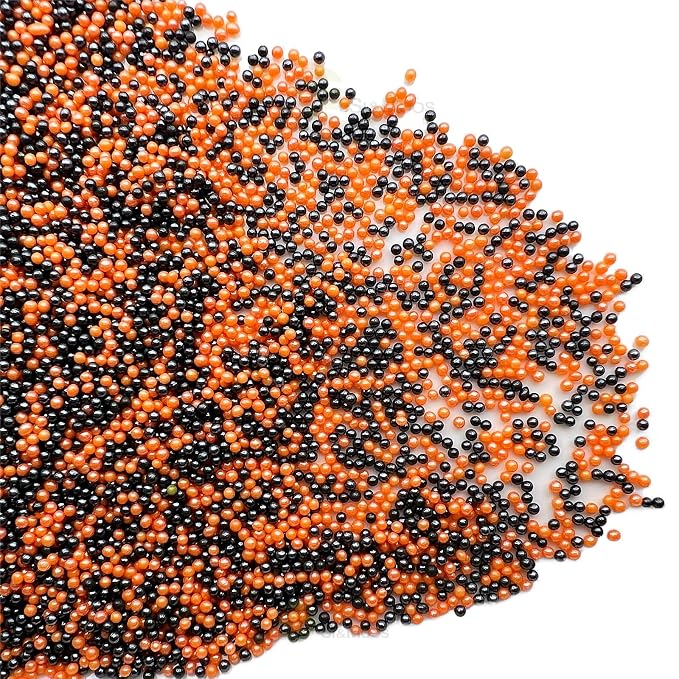 SE Si&Moos Nonpareil Sprinkles, 2mm Black and Orange Mini Edible Pearls Orange and Black Sprinkles for Cake Decorating Halloween Cookie Decorations Wedding Baby Shower Party Christmas Holiday Supplies 3.5 OZ