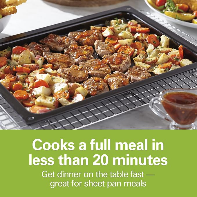 Hamilton Beach Countertop Digital Air Fryer Oven with Sure-Crisp, 6-in-1 Functionality, 150-450⁰F Temp Range, 1800W, XL Capacity for 2 12” Pizzas, Two 9” x 13” Pans and 4 Rack Positions, Grey (31390)