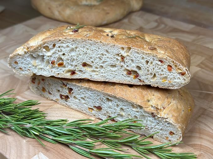 Molibake Italian Focaccia Bread Mix – Pack of 4 – Premium Artisan Italian Bread Mix for Bread Machine and Oven – 15 oz – All-Natural Gourmet Mediterranean Blend with Bell Pepper, Tomato, Onion, Garlic & Herbs – Easy Homemade Baking