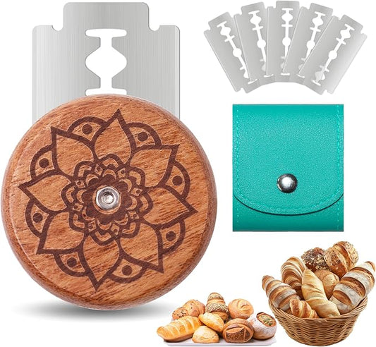 UFO Bread Lame Cutter for Homemade Sourdough,Bread Scorer Tool for Sourdough with 5 Blades and Case,Slashing Tool Bread Cutting Knife for Artisan Bread and Baguette Makers,Lotus-teal