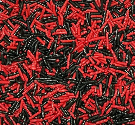 Sentovac Edible Black and Red Mixing Jimmies Sprinkles for Cake Decorating Baking Cookie and Ice Cream Topper Decorations Halloween Sprinkles Supplies 78g/2.75oz